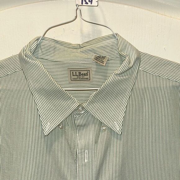 L.L. Bean Cotton Shirt - pale green stripes - XL - Picture 1 of 6